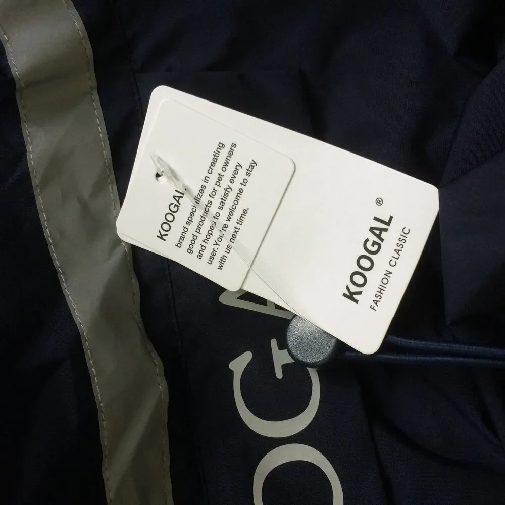 NEW Koogal Dog Raincoat Navy 4XL With Tags Hooded Waterproof Zipper Pocket